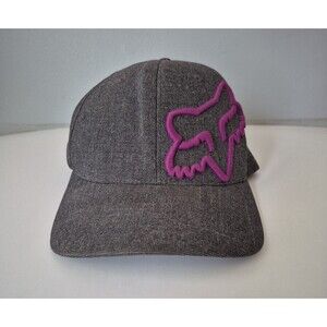 Fox Racing Black Clouded Purple Logo Flex Fit Baseball Hat Cap Unisex L XL